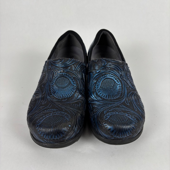 Softwalk Black, Blue Floral Clogs Oil/Slip Resistant - Picture 2 of 8